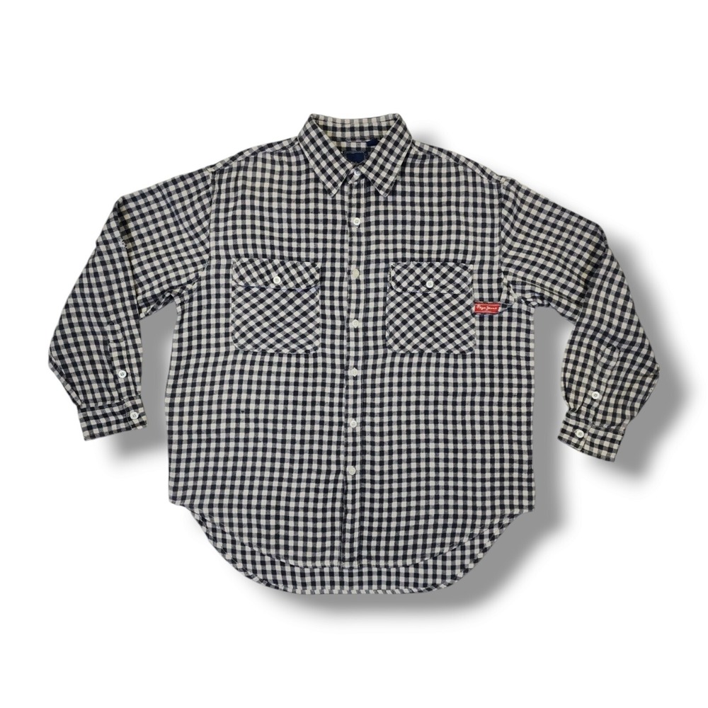 Vintage Pepe Jeans Black/White Plaid Flannel Long Sleeve Button Up Men's‎ XL